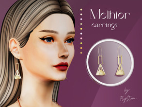 Sims 4 — "Melhior" earrings by FlyStone — Great composition from geometry in pure gold