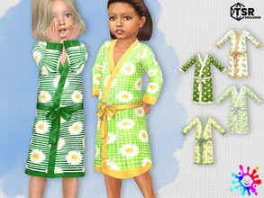 Sims 4 — Daisies Robe by Pelineldis — Six cute robes with daisies print in shades of green, white and yellow.
