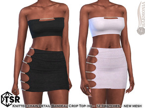 Sims 4 — Knitted Bandeau Crop Top by Harmonia — New Mesh All Lods 12 Swatches HQ Please do not use my textures. Please do