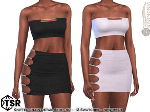Sims 4 — Knitted Chain Detail Skirt by Harmonia — New Mesh All Lods 12 Swatches HQ Please do not use my textures. Please