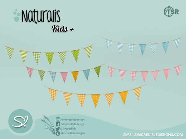 Sims 4 — Naturalis Kids pennants garland by SIMcredible! — by SIMcredibledesigns.com available at TSR 7 colors variations