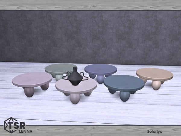 Sims 4 — Lenna. Coffee Table by soloriya — Round coffee table. Part of Lenna set.6 color variations. Category: Surfaces -