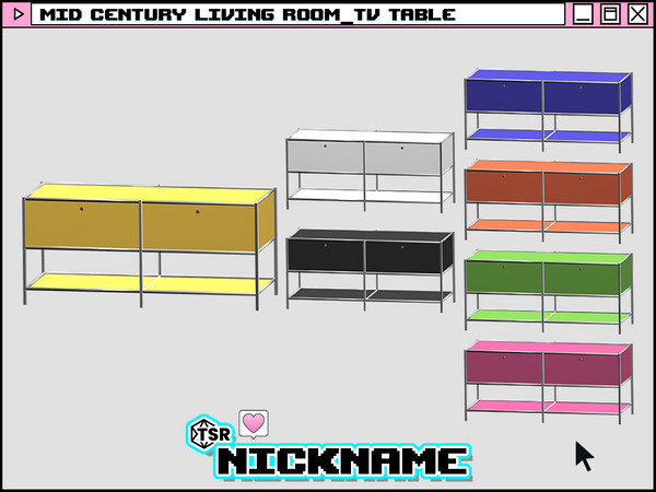 Sims 4 — MID CENTURY MODERN living room_tv table by NICKNAME_sims4 — MID CENTURY MODERN living room set 7 package files.