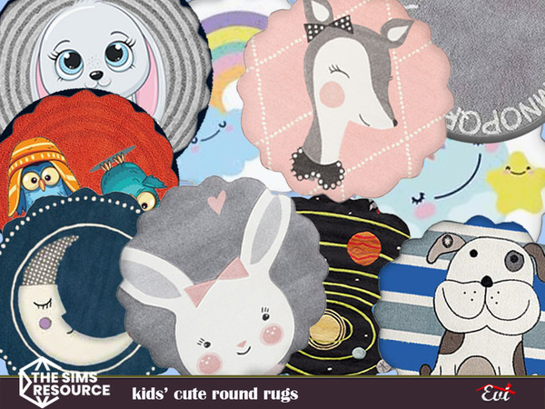 Sims 4 — Kids Cute Rugs by evi — A set of 10 colourful , cute and cozy rugs for kids rooms