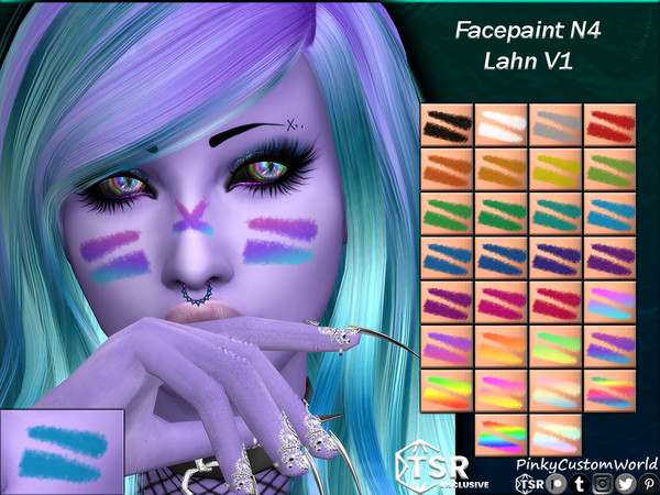 Sims 4 — Facepaint N4 - Lahn by PinkyCustomWorld — Facepaint for both genders with cheek decor and over nose cross in