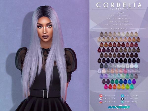 Sims 4 — [Patreon] Cordelia - Hairstyle by Anto — Long straight hair Thank you so much for downloading my hairstyle. If