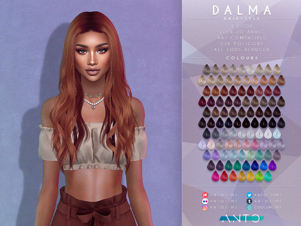 Sims 4 — [Patreon] Dalma - Hairstyle by Anto — Long curly hair with braids Thank you so much for downloading my