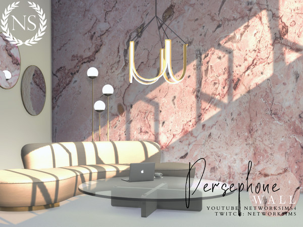 Sims 4 — Persephone Mural by networksims — A pink stone mural.