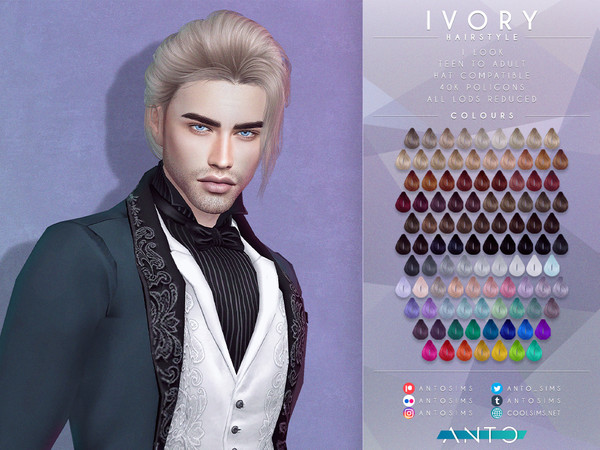 Sims 4 — [Patreon] Ivory - Hairstyle by Anto — Long hair tied back in a ponytail Thank you so much for downloading my