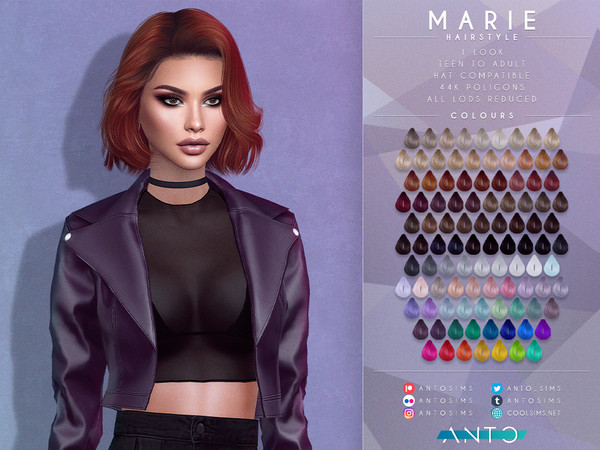 Sims 4 — [Patreon] Marie - Hairstyle by Anto — Short messy hairstyle Thank you so much for downloading my hairstyle. If