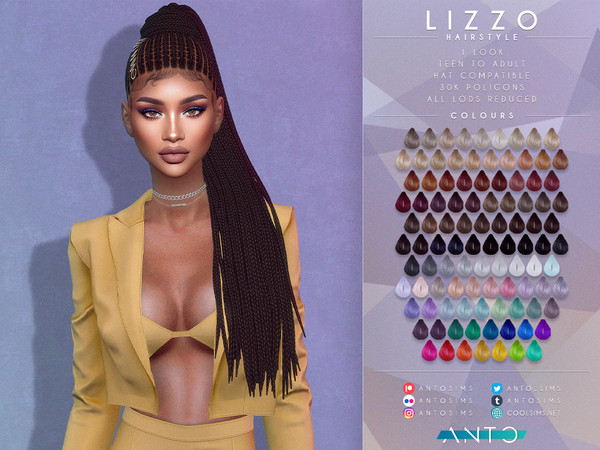 Sims 4 — [Patreon] Lizzo - Hairstyle by Anto — Long braided ponytail Thank you so much for downloading my hairstyle. If