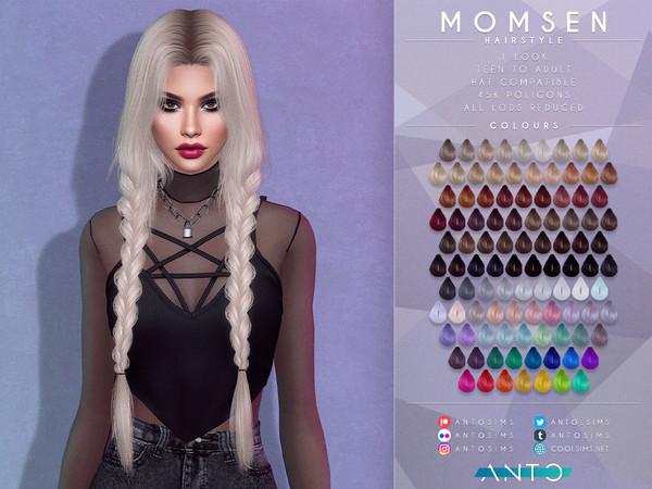 Sims 4 — [Patreon] Momsen - Hairstyle by Anto — Long braided hair inspired in Taylor Momsen Thank you so much for