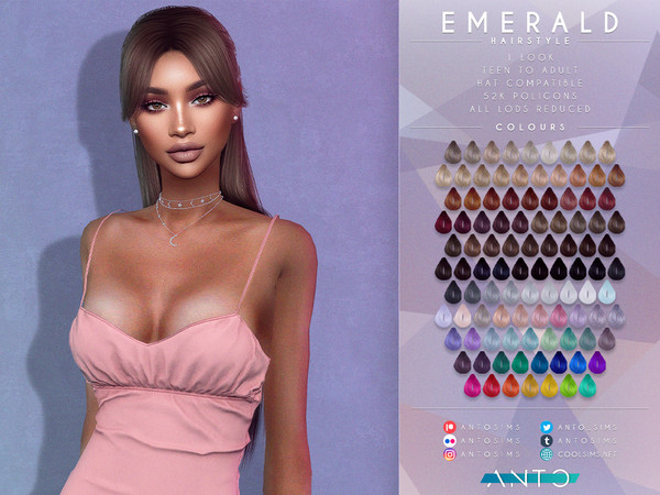 Sims 4 — [Patreon] Emerald - Hairstyle by Anto — Long straight hair tied in the back Thank you so much for downloading my