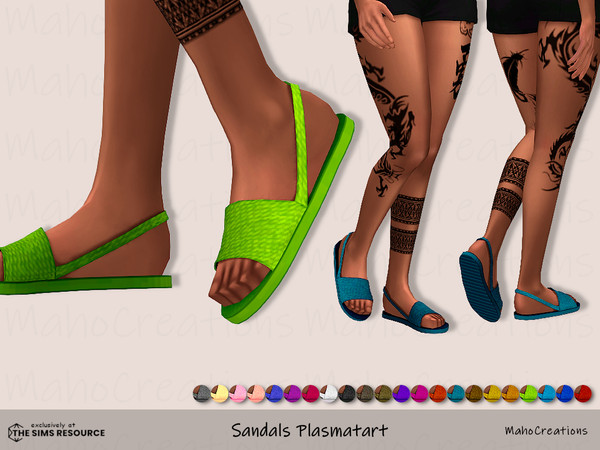 Sims 4 — Sandals Plasmatart by MahoCreations — The light sandals for summer days with heel straps in 22 colors. new mesh