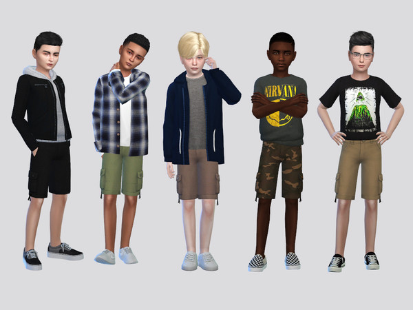 Sims 4 — Core Cargo Shorts Boys by McLayneSims — TSR EXCLUSIVE Standalone item 12 Swatches MESH by Me NO RECOLORING