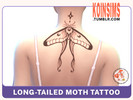 Sims 4 — Long-Tailed Moth Tattoo by koinsims — Upper back tattoo 1 colour Works with all skins Custom thumbnail Teen to