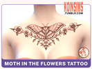 Sims 4 — Moth In The Flowers Tattoo by koinsims — Upper chest tattoo 1 colour Works with all skins Custom thumbnail Teen
