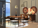 Sims 4 — Emma dining set by SSR99 — An oak wood dining room set with beautiful decor and many warm brown tones. 