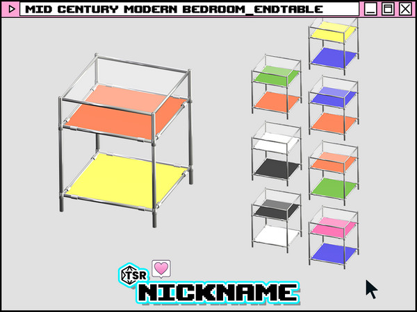 Sims 4 — MID CENTURY MODERN bedroom_endtable by NICKNAME_sims4 — MID CENTURY MODERN bedroom set 9 package files. -MID