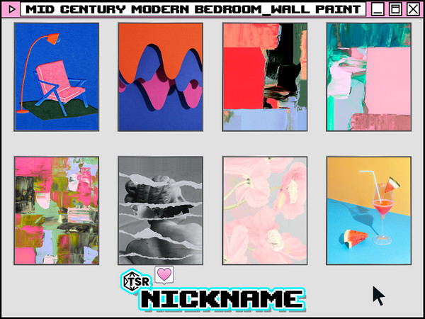 Sims 4 — MID CENTURY MODERN bedroom_wall paint by NICKNAME_sims4 — MID CENTURY MODERN bedroom set 9 package files. -MID