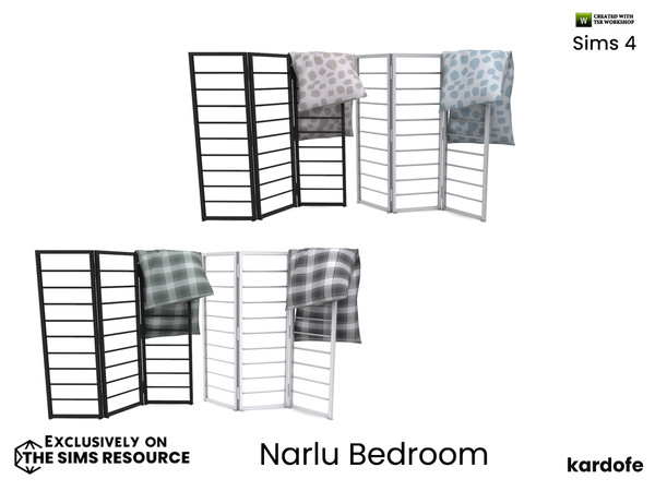 Sims 4 — kardofe_Narlu Bedroom_Screen by kardofe — Metal screen, industrial style, with quilt on it, in four colour