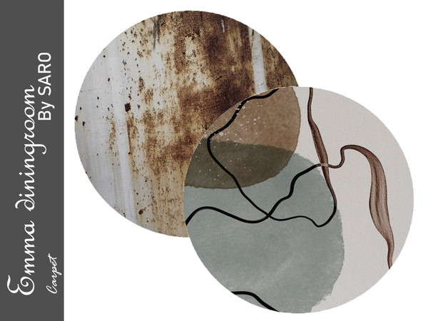 Sims 4 — Emma circle rug by SSR99 — A round rug/carpet for inside use, good for dining and/or livingrooms. 