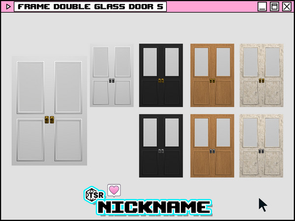 Sims 4 — frame double glass door S by NICKNAME_sims4 — frame door set 12 package files. -frame single door S -frame
