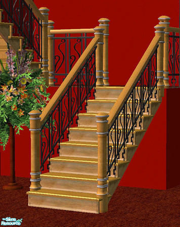Sims 2 — Nouveau Stairs in lightwood-silver by chrissy6930 — Recolor of my Nouveau Stairs in lightwood-silver. Requires