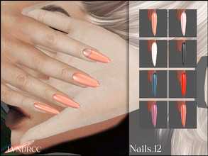 Sims 4 — Nails_12 by LVNDRCC — Long, shiny nails in various shades of pink, beige, red, green, orange and black with