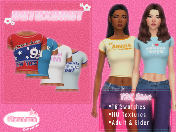 Sims 4 — [Patreon] Y2K Shirt by B0T0XBRAT — Hi bunnies! This is another piece from my mcbling collection, hope you like