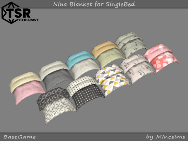Sims 4 — Nina Blanket for SingleBed by Mincsims — Basegame compatible 10 swatches