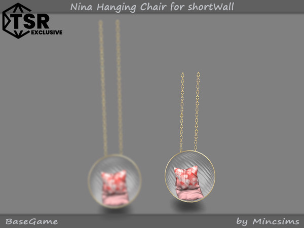 Sims 4 — Nina Hanging Chair for shortWall by Mincsims — Basegame Compatible 13 swatches for Short Wall