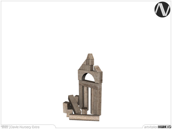 Sims 4 — Davie Wooden Block Toy Tower by ArtVitalex — Nursery Collection | All rights reserved | Belong to 2022