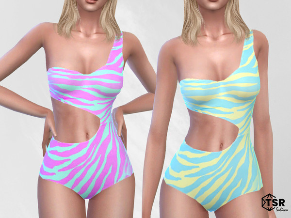 Sims 4 — One Shoulder Anna Swimsuits by saliwa — One Shoulder Anna Swimsuits 4 swatches