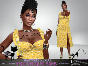 Sims 4 — Gretchen Muniar by Merit_Selket — Gretchen is a Zen Guru and a Spellcaster, she loves Books, vegetarien food, is