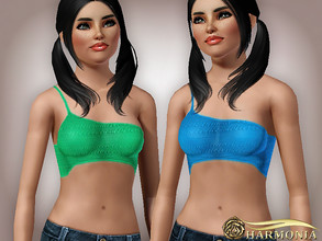 Sims 3 — One Shoulder Stretch Bralet by Harmonia — 3 color. Recolorable Please do not use my textures. Please do not
