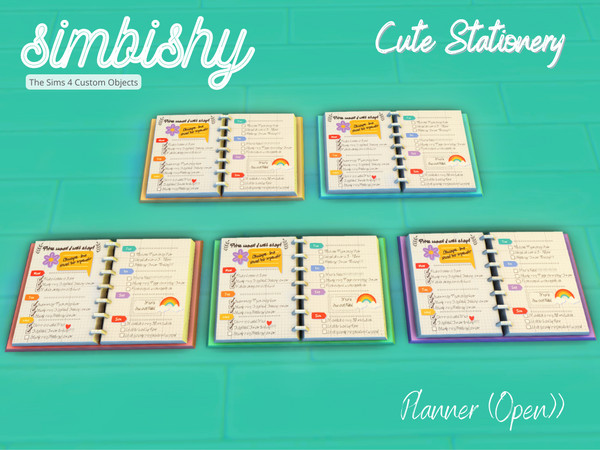 Sims 4 — Cute Stationery Set - Planner (Open) by simbishy — A cute open planner.