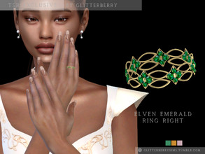 Sims 4 — Elven Emerald Ring Right by Glitterberryfly — Right hand version of the Elven Emerald Ring