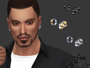 Sims 4 — Unisex satin center hoop earrings by Natalis — Unisex satin center hoop earrings with piercing. 7 color options.