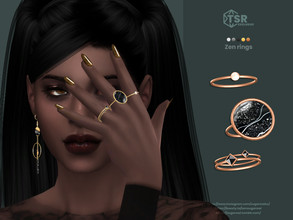Sims 4 — Zen rings by sugar_owl — Female rings set with gemstones. 5 swatches: gold, silver and bronze. Teen - Adult -