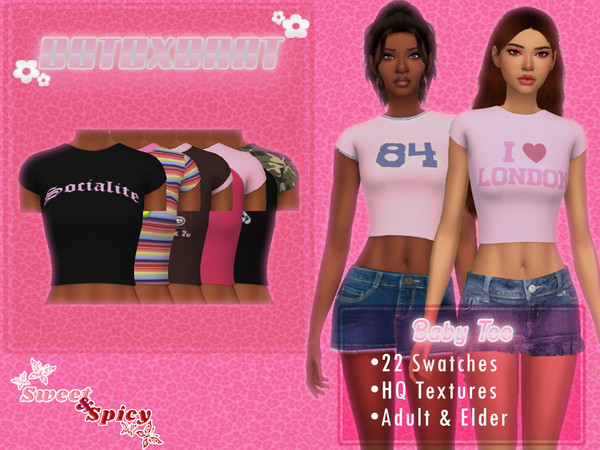 Sims 4 — [Patreon] Baby Tee by B0T0XBRAT — Hi bunnies! This is a graphic tee inspired by the slogan tee trend from the
