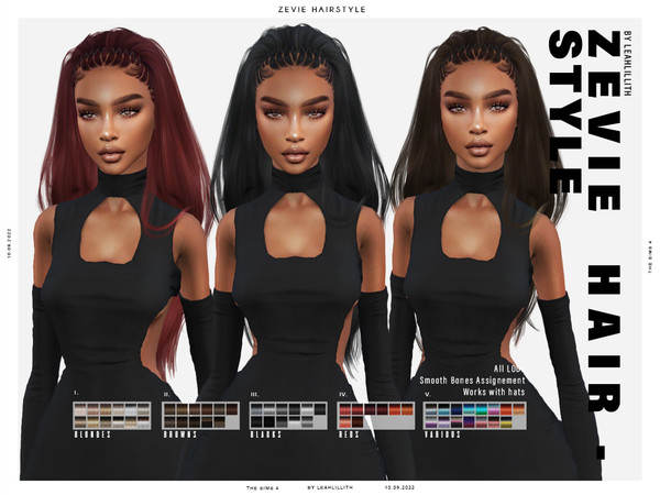 Sims 4 — [PATREON] Zevie Hairstyle by Leah_Lillith — Zevie Hairstyle All LODs Smooth bones Custom CAS thumbnail Works