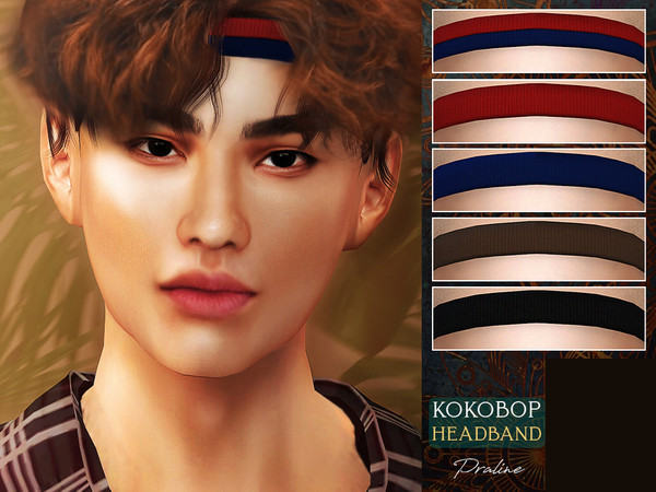 Sims 4 — Kokobop Headband by Pralinesims — Headband in 5 colors, inspired by EXO's Suho. Under hats category.