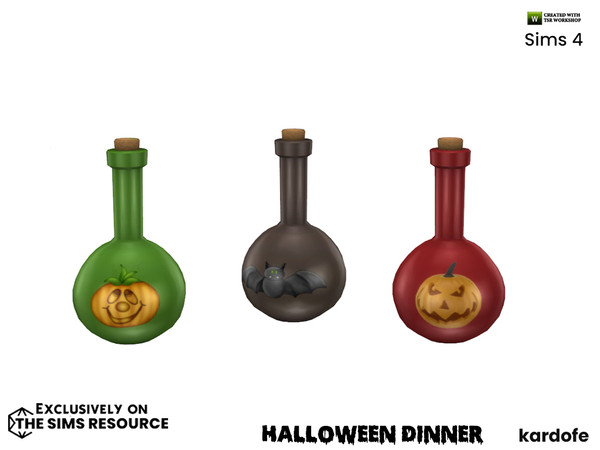 Sims 4 — Halloween Dinner_Bottle by kardofe — Secret potion bottle, decorative, in three colour options