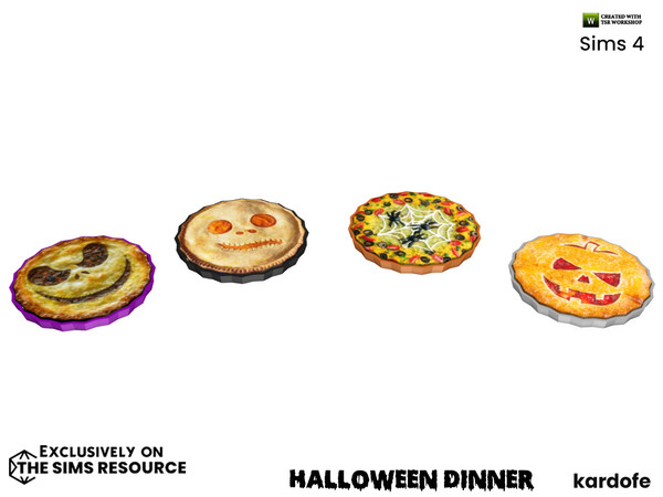 Sims 4 — Halloween Dinner_Pie by kardofe — Tray with food, in four colour options