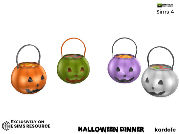 Sims 4 — Halloween Dinner_Pumpkin by kardofe — Pumpkin filled with sweets, in four colour options