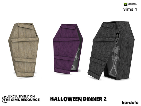Sims 4 — Halloween Dinner_Coffin by kardofe — Coffin, decorative, with a cute skeleton inside, in three colour options
