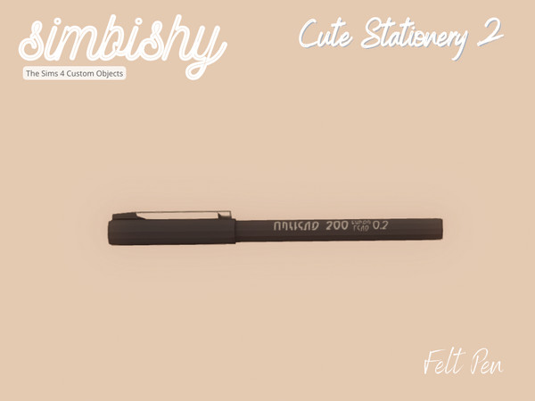 Sims 4 — Cute Stationery Set 2 - Felt Pen by simbishy — A single felt pen.