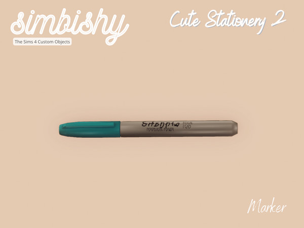 Sims 4 — Cute Stationery Set 2 - Marker by simbishy — A single marker.