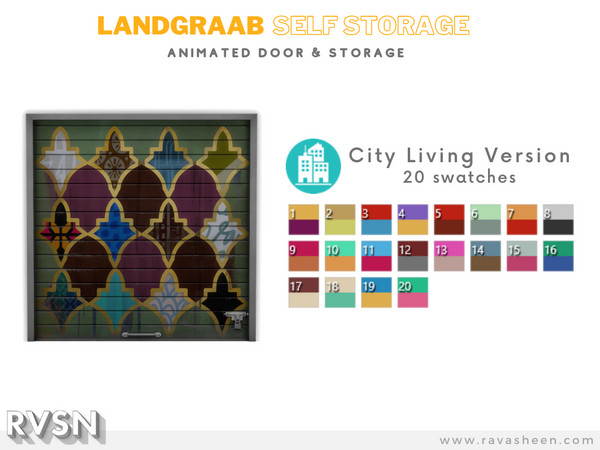 Sims 4 — Landgraab Self Storage Door - City Living Required by RAVASHEEN — These garage doors function just like most